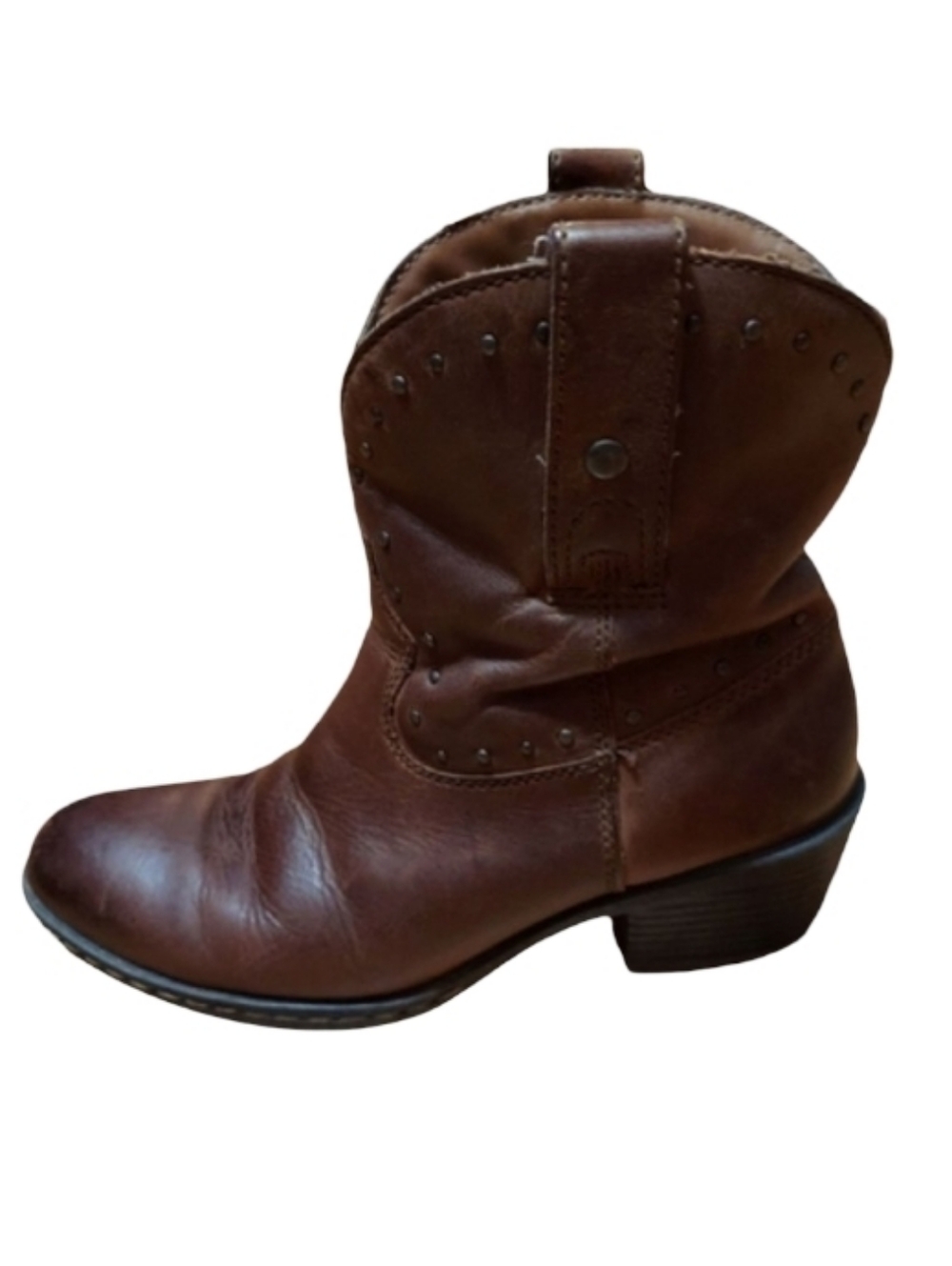 b.o.c Sybil Brown Distressed Leather Cowboy Booties